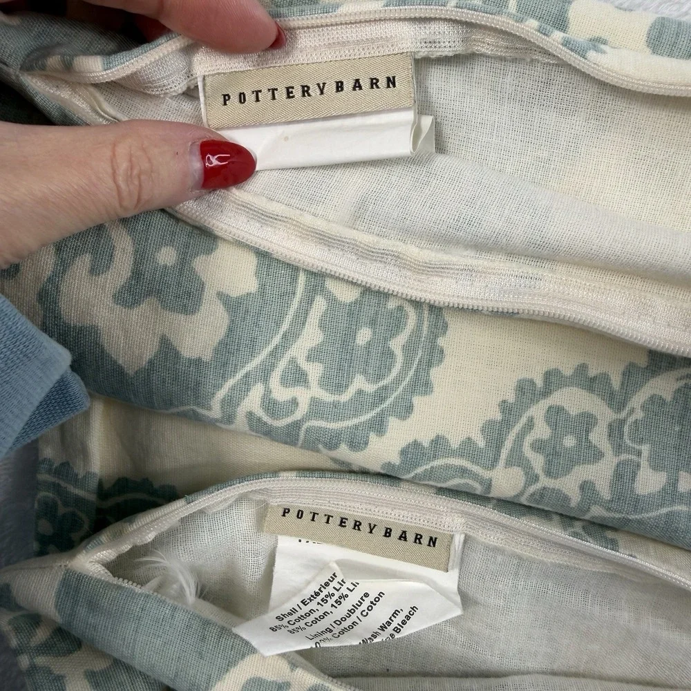 Pottery Barn Euro Pillow Shams Set of 2 Lucianna Medallion Linen Blend 24